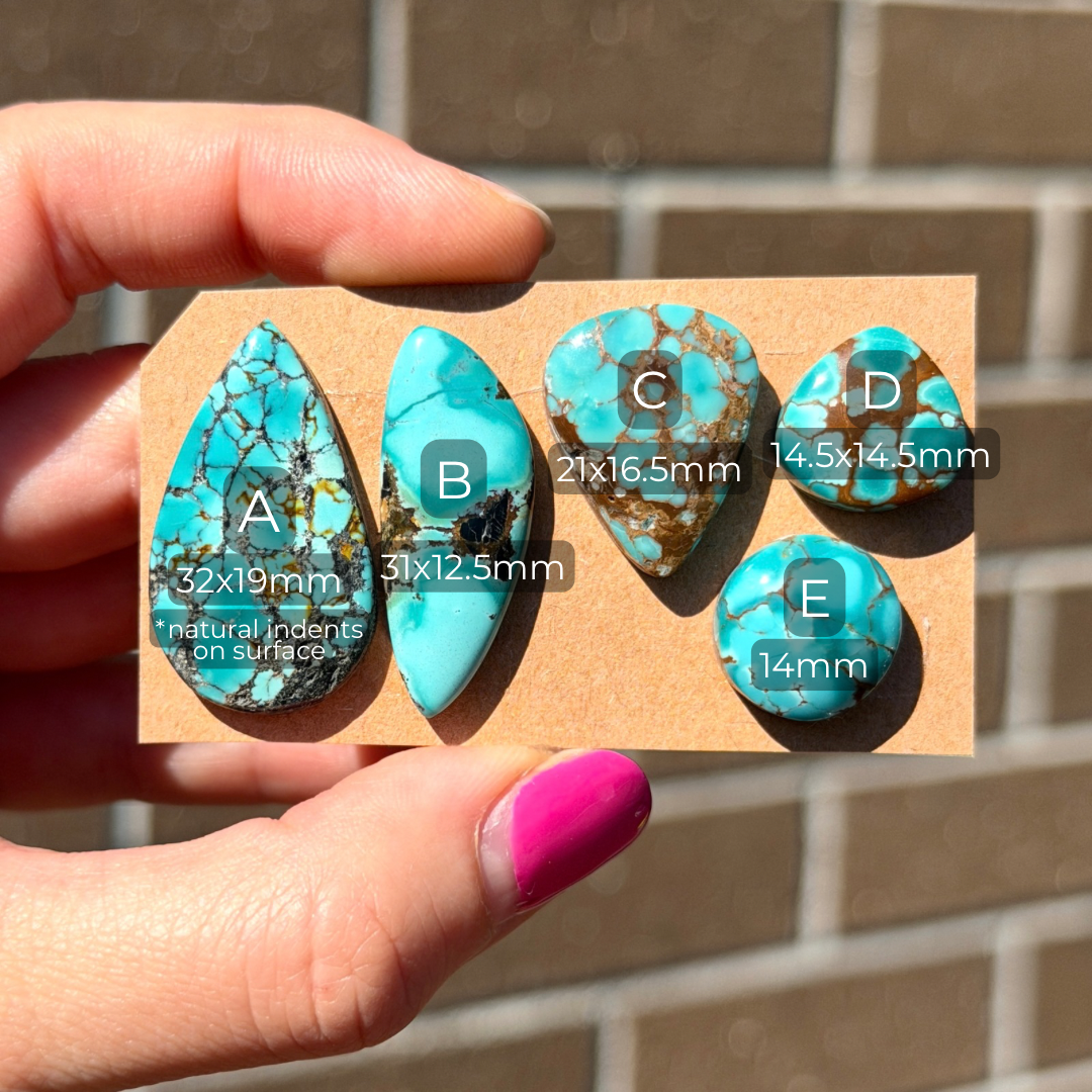 14-32mm Blue Cloud Mountain Hubei Turquoise Cabochon Smooth (Backed) - Choose your Stone (W1)