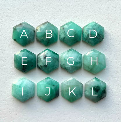 10mm Emerald Hexagonal Cabochon Rose Cut - Choose your Stone (W2)