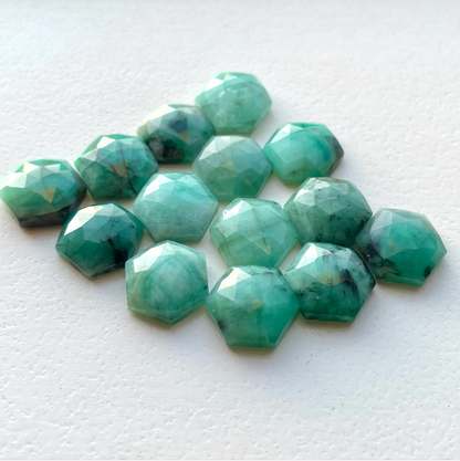 10mm Emerald Hexagonal Cabochon Rose Cut - Choose your Stone (W2)