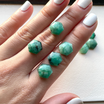 10mm Emerald Hexagonal Cabochon Rose Cut - Choose your Stone (W2)