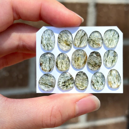 10-12mm Green Rutilated Quartz Cabochon Rose cut - Choose your Stone (W5)