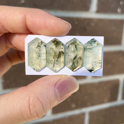Prehnite (with Epidote inclusions) hexagonal Cabochon Smooth (20x10mm) - Choose your Stone (W10)
