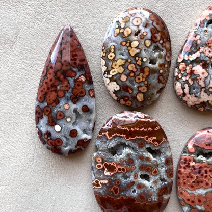 Orbicular River Jasper Druzy Cabochon Smooth - Choose your Stone (W7)