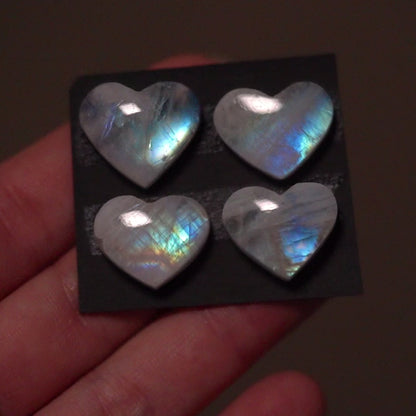 Rainbow Moonstone Heart Cabochon Smooth - Choose your Stone (W9)