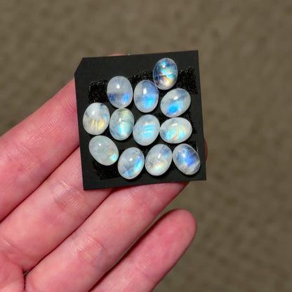 Rainbow Moonstone Oval Cabochon Smooth (9x7mm) - Choose your Stone (W12)