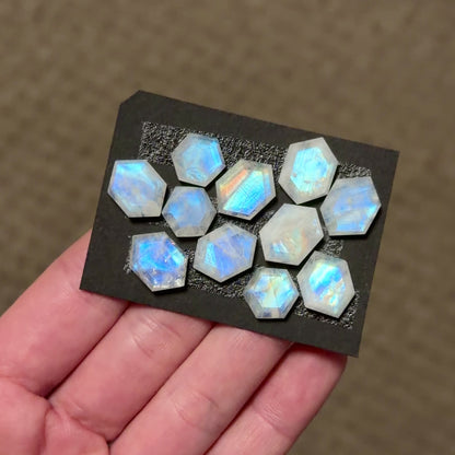 Rainbow Moonstone hexagonal Cabochon Step Cut - Choose your Stone (W3)