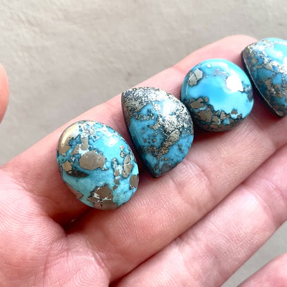 16-20mm Morenci Turquoise with Pyrite Cabochon Smooth (Backed) - Choose your Stone (W9)
