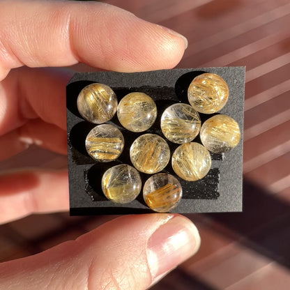 9mm Gold Rutilated/Rutile Quartz Round Cabochon Smooth - Choose your Stone (W10)