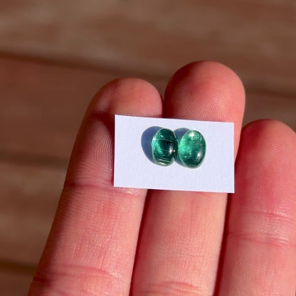 7x5mm Emerald Green Kyanite Oval Cabochon Pair (W14)