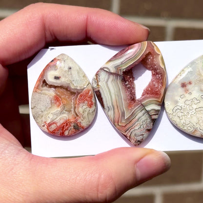 Mexican Crazy Lace Agate (with Druzy) Cabochon Smooth - Choose your Stone (W8)