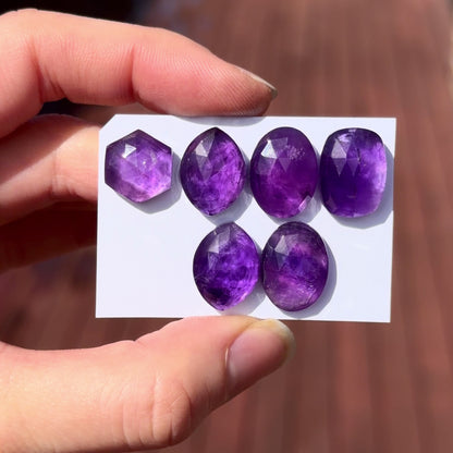 Brazilian Amethyst (High dome) Cabochon Rose cut - Choose your Stone (W10)