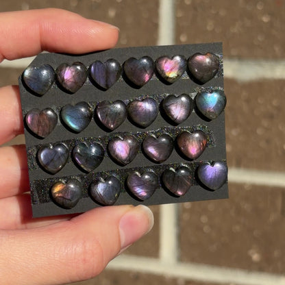 Pink & Purple Labradorite Heart Cabochon Smooth 9.5x9.5mm - Choose your Stone (W4)