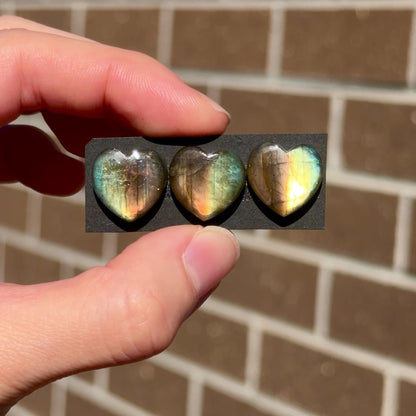 RARE Two-Tone (Sunset & Sunrise) Labradorite (Heart Cabochon Smooth 15x15mm - Choose your Stone (W13)