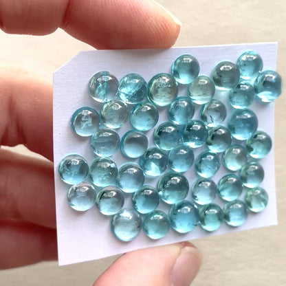 6-8mm Blue & Green Apatite Round Cabochons Smooth - Set of 3 (E13)