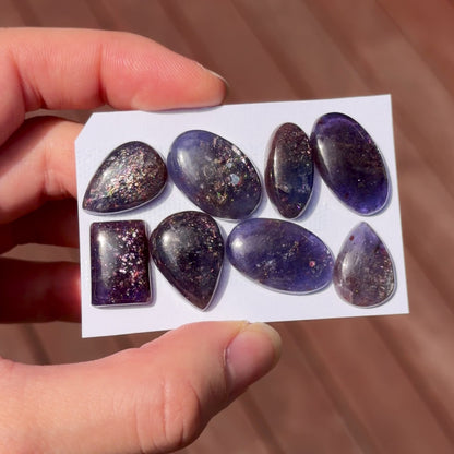 16-22mm Bloodshot (Rainbow Confetti) Iolite Cabochon Smooth - Choose your Stone (W11-EY)