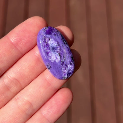 ‘Flower’ Chatoyant Charoite Oval Cabochon - 32.5 x 17mm - W13