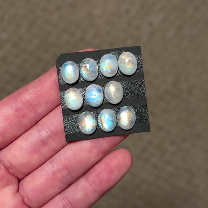 Rainbow Moonstone Oval Cabochon Smooth (10x8mm) - Choose your Stone (W12)