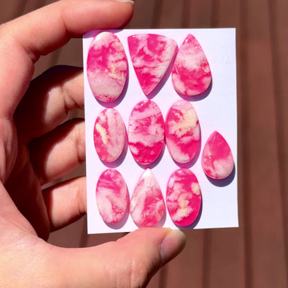 White/Pink Plume Agate Doublet Cabochon Smooth - Choose your Stone (W12)