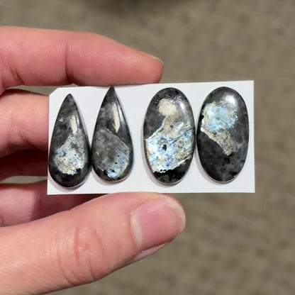 Larvikite (with flash) Cabochon Pairs - Choose your Pair (W14)