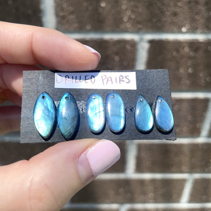 DRILLED Labradorite Cabochon Pairs - Choose your Pair (W6)