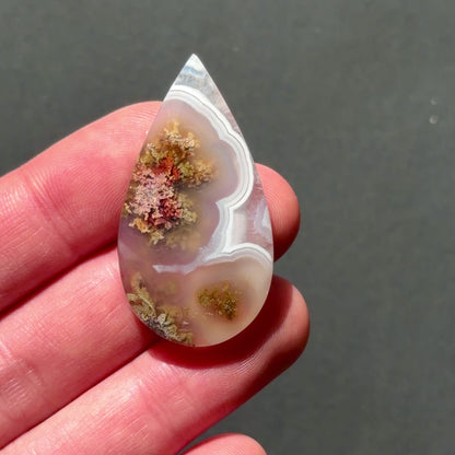 ‘Autumn at the Bend' Nebula Moss Agate Teardrop Cabochon - 40mm x 21.5mm (W17)
