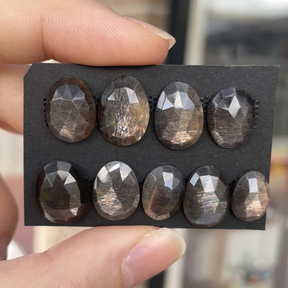 Rainbow Lattice Black Sunstone Cabochon Rose cut - Choose your Stone (W2)
