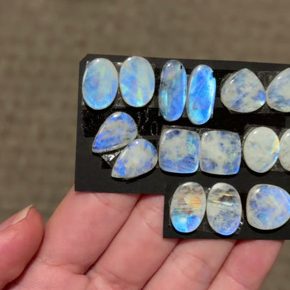 12-17mm Rainbow Moonstone Cabochon Pairs - Choose your Pair (W16)