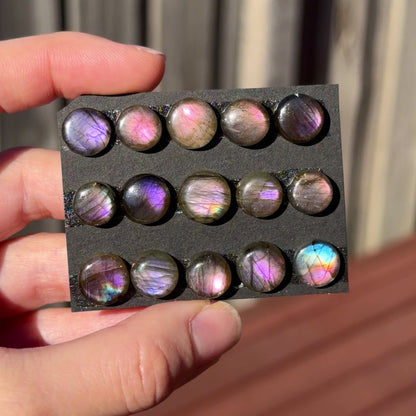 10-12mm Purple & Pink Labradorite Round Cabochon Smooth - Choose your Stone (W2)