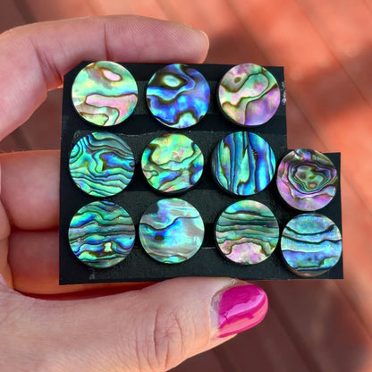 15mm Abalone Paua Shell (Iridescent) Round Cabochon Smooth - Choose your Stone (W13)