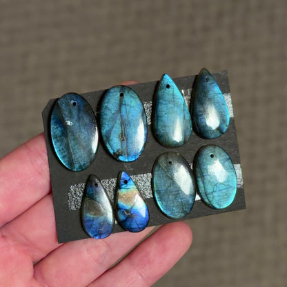 DRILLED Blue Labradorite Cabochon Pairs - Choose your Pair (W12)