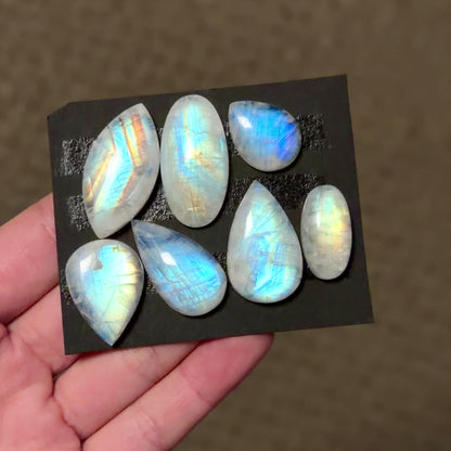 19-31mm Rainbow Moonstone Cabochon Smooth - Choose your Stone (W14)