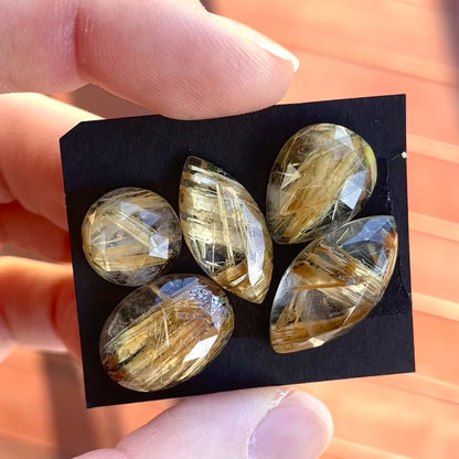Gold Rutilated/Rutile Quartz Cabochon Rose cut - Choose your Stone (W10)